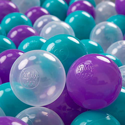 KiddyMoon 300 ∅ 7Cm Kinder Bälle Spielbälle Für Bällebad Baby Plastikbälle Made In EU, Türkis/Violett/Transparent von KiddyMoon