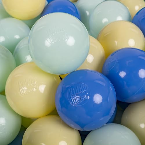 KiddyMoon 300 Bälle/7Cm Kinder Bälle Spielbälle Für Bällebad Baby Einfarbige Plastikbälle Made In EU, Pastellgelb/Blau/Minze von KiddyMoon