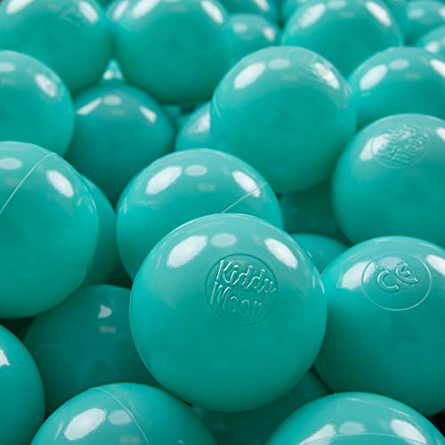 KiddyMoon 50 ∅ 7Cm Kinder Bälle Spielbälle Für Bällebad Baby Plastikbälle Made In EU, Helltürkis/Weiß/Transparent/Türkis von KiddyMoon