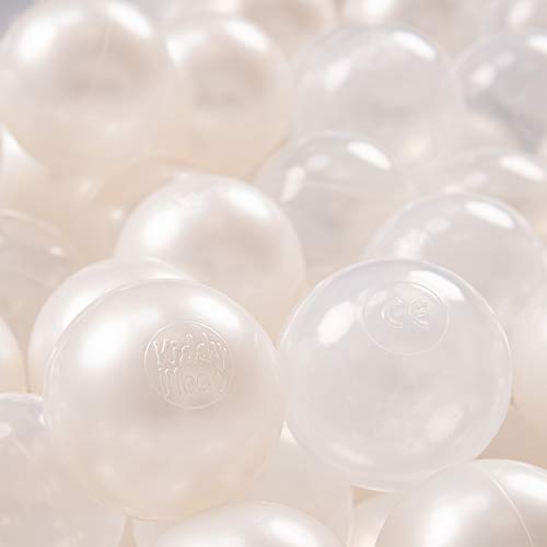 KiddyMoon 50 ∅ 7Cm Kinder Bälle Spielbälle Für Bällebad Baby Plastikbälle Made In EU, Perle/Transparent von KiddyMoon