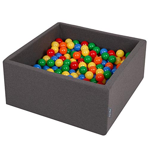 KiddyMoon Bällebad 90X40cm/300 Bälle ∅ 7Cm Bällepool Mit Bunten Bällen Für Jungs Babys Kinder Quadrat, Dunkelgrau:Gelb/Grün/Blau/Rot/Orange KiddyMoon Bällebad 90X40cm/300 Bälle ∅ 7Cm Bällepool Mit Bunten Bällen Für Jungs Babys Kinder Quadrat, Dunkelgrau:Gelb/Grün/Blau/Rot/Orange von KiddyMoon