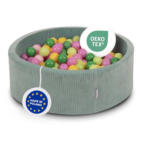 KiddyMoon Bällebad Kinder Schaumstoff 90X30cm/300 Bälle Für Baby Ab 1 Jahr von KiddyMoon