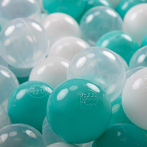 KiddyMoon 300 ∅ 7Cm Kinder Bälle Spielbälle Für Bällebad Baby Plastikbälle Made In EU, Helltürkis/Weiß/Transparent KiddyMoon 300 ∅ 7Cm Kinder Bälle Spielbälle Für Bällebad Baby Plastikbälle Made In EU, Helltürkis/Weiß/Transparent von KiddyMoon