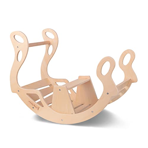 KiddyMoon Rocker Bogen Wippe Aus Holz Für Kinder, Kletterbogen Holz Wippe Babys Wippe, Holzbogen, Holzspielzeug Montessori Spielzeug, Modell WR-001, Natürlich von KiddyMoon