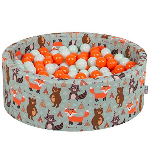 KiddyMoon Rund Bällebad Bällepool 90X30cm/200 Bälle ∅ 7Cm Ballgruben Mit Bunten Bällen Für Babys Spielbad Kleinkinder, Hergestellt In Der EU, Füchse-Grün:Orange/Mint KiddyMoon Rund Bällebad Bällepool 90X30cm/200 Bälle ∅ 7Cm Ballgruben Mit Bunten Bällen Für Babys Spielbad Kleinkinder, Hergestellt In Der EU, Füchse-Grün:Orange/Mint von KiddyMoon