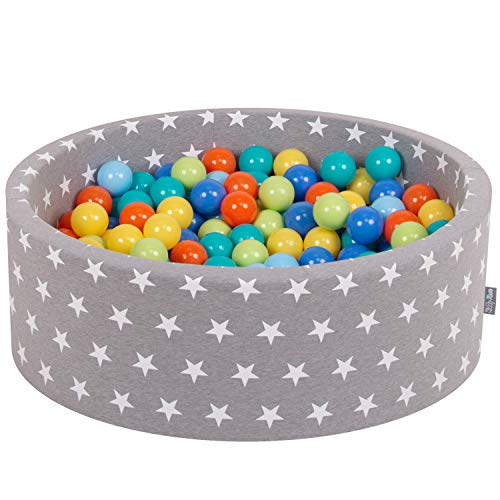 KiddyMoon Rund Bällebad Bällepool 90X30cm/200 Bälle ∅ 7Cm Sterne-Muster Ballgruben Für Babys Spielbad Kleinkinder, Hergestellt In Der EU, Grausterne: Hellgrün/Orange/Türkis/Blau/Bblau/Gelb KiddyMoon Rund Bällebad Bällepool 90X30cm/200 Bälle ∅ 7Cm Sterne-Muster Ballgruben Für Babys Spielbad Kleinkinder, Hergestellt In Der EU, Grausterne: Hellgrün/Orange/Türkis/Blau/Bblau/Gelb von KiddyMoon