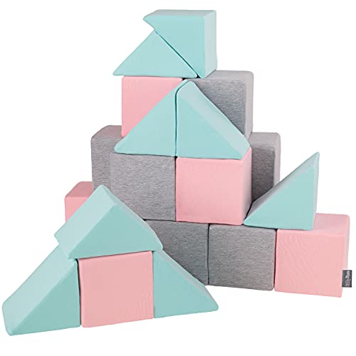 KiddyMoon Schaumstoff Würfel 14 cm Weiche Blöcke 24 Stücke Für Kinder Softbausteine UE, Mix: Hellgrau-Pink-Mint KiddyMoon Schaumstoff Würfel 14 cm Weiche Blöcke 24 Stücke Für Kinder Softbausteine UE, Mix: Hellgrau-Pink-Mint von KiddyMoon