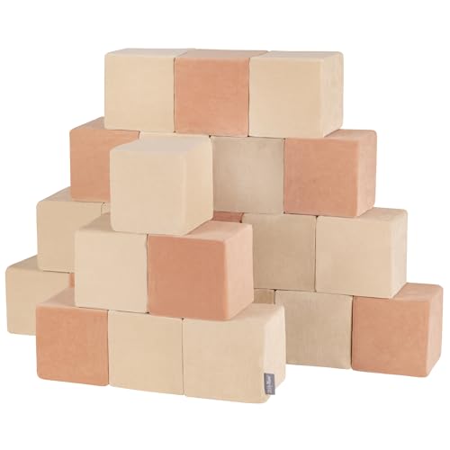 KiddyMoon Schaumstoff Würfel Für Baby Aus Velours Weiche Blöcke Schaum Spielzeug Montessori-Spielzeug Mit Schaum Und Viel Spaß Für Kinder, 24 Stücke, Blöcke:Sandbeige/Wüstenrosa KiddyMoon Schaumstoff Würfel Für Baby Aus Velours Weiche Blöcke Schaum Spielzeug Montessori-Spielzeug Mit Schaum Und Viel Spaß Für Kinder, 24 Stücke, Blöcke:Sandbeige/Wüstenrosa von KiddyMoon