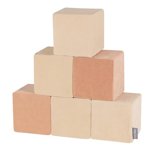 KiddyMoon Schaumstoff Würfel Für Baby Aus Velours Weiche Blöcke Schaum Spielzeug Montessori-Spielzeug Mit Schaum Und Viel Spaß Für Kinder, 6 Stücke, Blöcke:Sandbeige/Wüstenrosa KiddyMoon Schaumstoff Würfel Für Baby Aus Velours Weiche Blöcke Schaum Spielzeug Montessori-Spielzeug Mit Schaum Und Viel Spaß Für Kinder, 6 Stücke, Blöcke:Sandbeige/Wüstenrosa von KiddyMoon