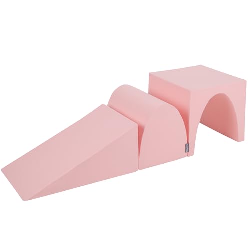 KiddyMoon Spielplatz Aus Schaumstoff 3-Teiliges Set Zwickel L/Hügel/Tunnel, Pink,Multi-Größe von KiddyMoon