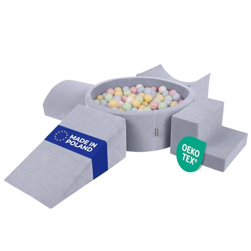 KiddyMoon Spielplatz Aus Schaumstoff Für Kinder (200 Bälle) Waschbare Bezug von KiddyMoon