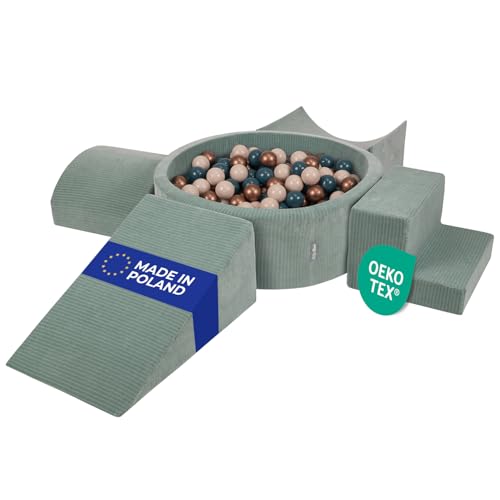 KiddyMoon Spielplatz Aus Schaumstoff Für Kinder (200 Bälle) Waschbare Bezug von KiddyMoon