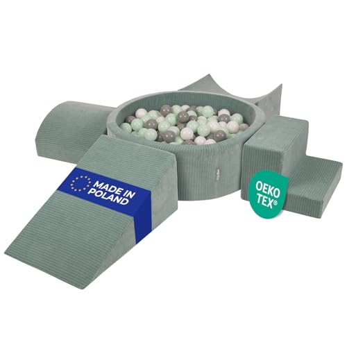 KiddyMoon Spielplatz Aus Schaumstoff Für Kinder (200 Bälle) Waschbare Bezug von KiddyMoon
