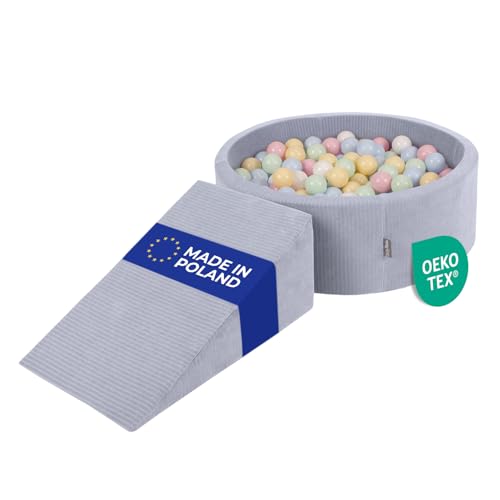 KiddyMoon Spielplatz Aus Schaumstoff Für Kinder (200 Bälle) Waschbare Bezug von KiddyMoon