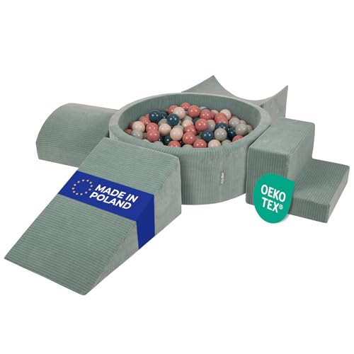 KiddyMoon Spielplatz Aus Schaumstoff Für Kinder (200 Bälle) Waschbare Bezug von KiddyMoon