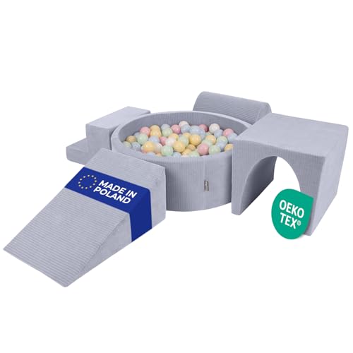 KiddyMoon Spielplatz Aus Schaumstoff Für Kinder (200 Bälle) Waschbare Bezug von KiddyMoon
