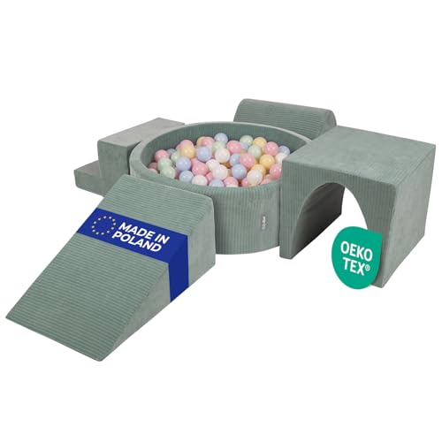 KiddyMoon Spielplatz Aus Schaumstoff Für Kinder (200 Bälle) Waschbare Bezug von KiddyMoon