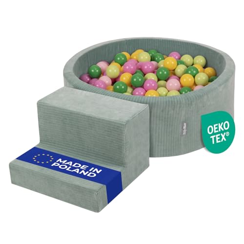 KiddyMoon Spielplatz Aus Schaumstoff Für Kinder (200 Bälle) Waschbare Bezug von KiddyMoon