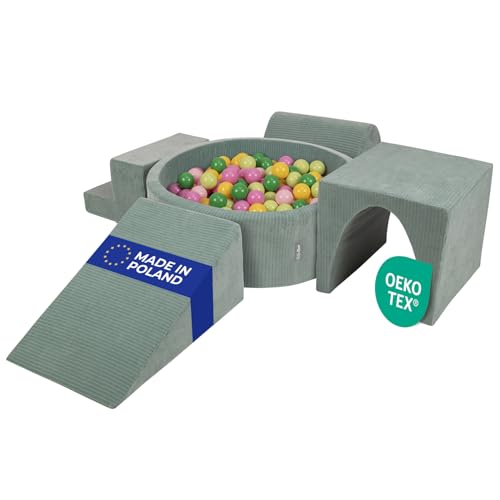 KiddyMoon Spielplatz Aus Schaumstoff Für Kinder (200 Bälle) Waschbare Bezug von KiddyMoon