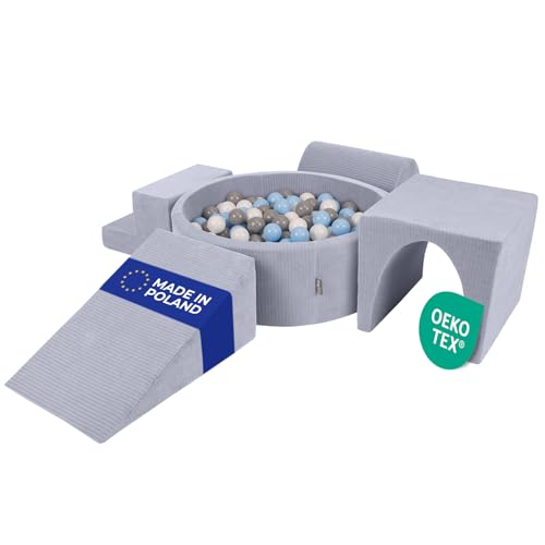 KiddyMoon Spielplatz Aus Schaumstoff Für Kinder (200 Bälle) Waschbare Bezug von KiddyMoon
