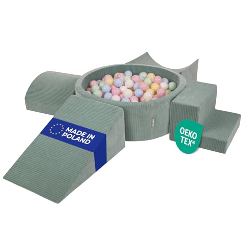 KiddyMoon Spielplatz Aus Schaumstoff Für Kinder (300 Bälle) Waschbare Bezug von KiddyMoon