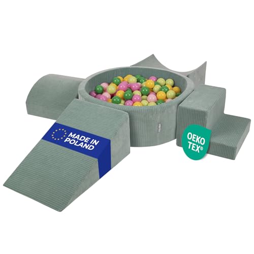 KiddyMoon Spielplatz Aus Schaumstoff Für Kinder (300 Bälle) Waschbare Bezug von KiddyMoon