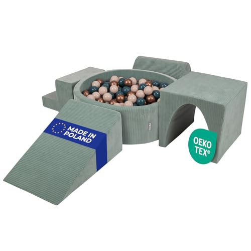 KiddyMoon Spielplatz Aus Schaumstoff Für Kinder (300 Bälle) Waschbare Bezug von KiddyMoon