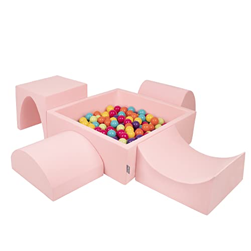 KiddyMoon Spielplatz Aus Schaumstoff Mit Quadrat Bällebad (300 Bälle) Ballgruben Für Babys Spielbad Hindernisläufen, Hergestellt In Der EU, Pink:Hellgrün/Gelb/Türkis/Orange/Dunkelpink/Violet von KiddyMoon