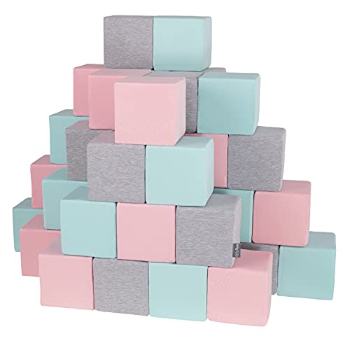 KiddyMoon Schaumstoff Würfel 14 cm Weiche Blöcke 48 Stücke Für Kinder Softbausteine UE, Blöcke: Hellgrau-Pink-Mint KiddyMoon Schaumstoff Würfel 14 cm Weiche Blöcke 48 Stücke Für Kinder Softbausteine UE, Blöcke: Hellgrau-Pink-Mint von KiddyMoon