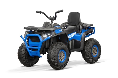 Kidix Elektro Kinder Quad ATV Desert CONQUERER 900 2X 35W 12V 7Ah – LED-Scheinwerfer, Rückwärtsgang, Musik mit Soundeffekten, USB, Aux, gefedert, Kunststoffreifen (blau) von Kidix