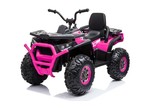 Kidix Elektro Kinder Quad ATV Desert CONQUERER 900 2X 35W 12V 7Ah – LED-Scheinwerfer, Rückwärtsgang, Musik mit Soundeffekten, USB, Aux, gefedert, Kunststoffreifen (pink) von Kidix