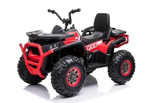 Kidix Elektro Kinder Quad ATV Desert CONQUERER 900 2X 35W 12V 7Ah – LED-Scheinwerfer, Rückwärtsgang, Musik mit Soundeffekten, USB, Aux, gefedert, Kunststoffreifen (rot) von Kidix