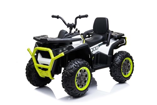 Kidix Elektro Kinder Quad ATV Desert CONQUERER 900 2X 35W 12V 7Ah – LED-Scheinwerfer, Rückwärtsgang, Musik mit Soundeffekten, USB, Aux, gefedert, Kunststoffreifen (weiß) von Kidix