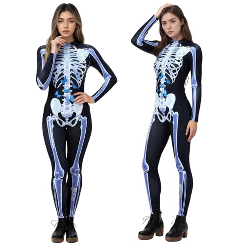 Kidken Halloween Fancy Dress Halloween Outfits für Männer Frauen Cosplay Erwachsene Fancy Dress Party (Schmetterlingsskelett, M) von Kidken