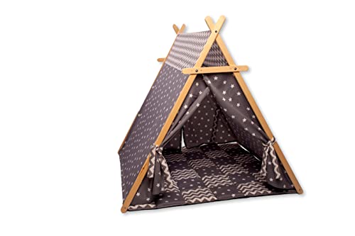 Tipi Zelt für Kinder | Spielzelte für Kleinkind | Tepee Zelte und Spiel Matte | Faltbares Segeltuch Traumzelt | Spielzelt für drinnen & draußen | Spielzelt für Kleinkind (Graues Zelt + Matte) von Kidodido