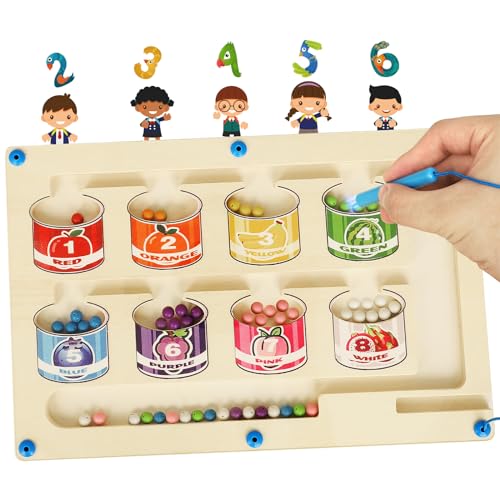 Kidom Magnetspiel Labyrinth Spielzeug ab 3 Jahre alt, Farben und Zahlen Lernen Sortierspiel, Motorikspielzeug Geschenk für 3 4 5 6 7 Jahre Vorschulkinder, Montessori Spielzeug für Mädchen und Jungen von Kidom
