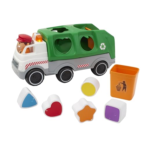 Kidoozie Formsortierender Recycling-Truck, ab 12 Monaten, motorisiert, Müllwagen, Licht und Sound von Kidoozie