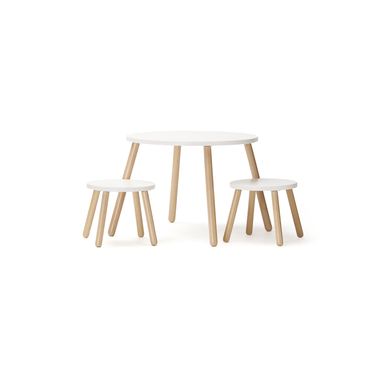 Kids Concept® Tisch und zwei Hocker, weiß von Kids Concept