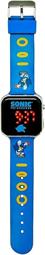 Kids Licensing Sonic Digitaluhr für Kinder, LED-Uhr, langlebiger Akku, volle Funktionen, verstellbares Band, Sonic-Uhr, originelles Design, quadratisch, Kinderuhr von Kids Licensing