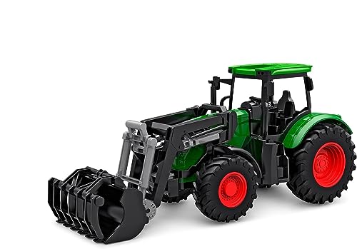 Kids GLOBE Traktor Freilauf mit Frontlader 27cm (Bulldog für Kinder ab 3 Jahren, Grün, Landwirtschaftliches Spielfahrzeug, Schlepper) 540472 von Kids Globe