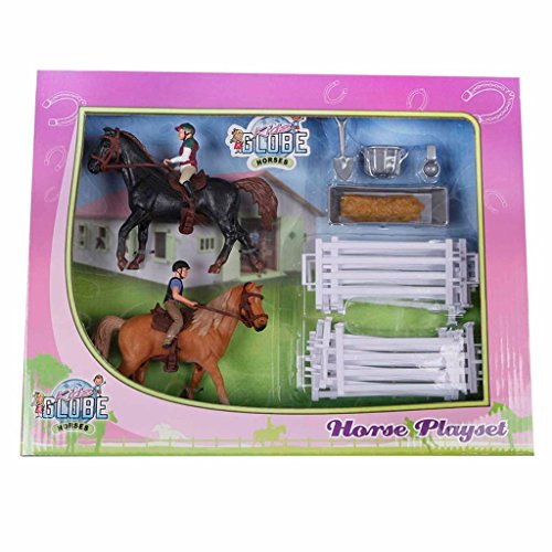 Kids Globe Van Manen Farming 640072 Horse and 2 Rider Set for Girls with Accessories, Multi-Colour von Kids Globe