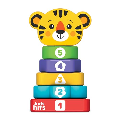 Kids Hits Wooden Stack and Play Tiger: interaktives Spielzeug ab 1 Jahr – Endloser Stapelspaß garantiert! von Kids Hits