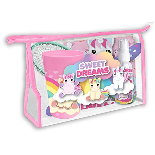 Einhörner Reiseset 6-teilig mit Kulturbeutel, Haarbürste, Zanhputzbecher, Zanhbürstenetui, Sprühflasche und Waschlappen, Sweet Dreams, KL82677, Cartoon, Mehrfarbig Einhörner Reiseset 6-teilig mit Kulturbeutel, Haarbürste, Zanhputzbecher, Zanhbürstenetui, Sprühflasche und Waschlappen, Sweet Dreams, KL82677, Cartoon, Mehrfarbig von Kids Licensing