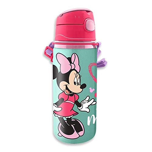 Micky & Minnie Trinkflasche Alu 600ml, Minnie Maus, Hochwertige Alu-Trinkflasche mit Push-Pull-System und Verschlusskappe, KL85946, Kids Licensing, Bunt von Kids Licensing