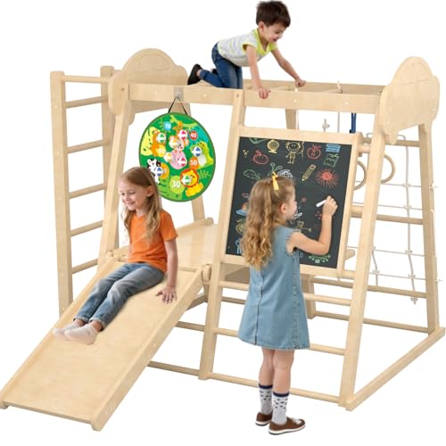 KidsBuddy Indoor-Spielplatz, Dschungel-Fitnessstudio, Indoor-Spielplatz, Montessori-Holz-Kletterer-Spielset TRYGUHIK01 von KidsBuddy