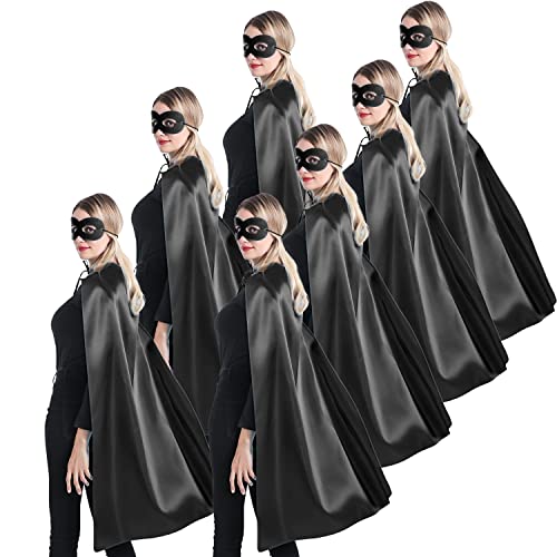 Kidsfere Superhelden-Umhang und Masken für Teenager, Erwachsene, Herren, Damen, Teambuilding, Party, Umhang, Halloween-Kostüm, 7 Stück, Schwarz von Kidsfere