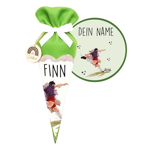 Kidsmood - Personalisierte Schultüte Mädchen & Jungen mit Schulkind Holzschild & Stoff | Zuckertüte Rohling, Schultüte Bastelset zur Einschulung 2025 Kinder | Einschulingsgeschenke mit Namen von Kidsmood