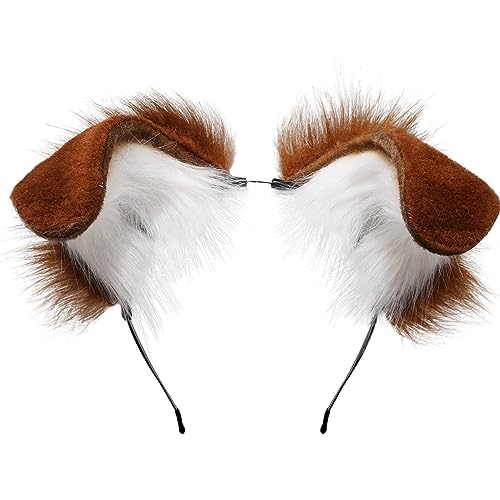 Kidukso Niedliche Hundeohren Kopfbedeckung Haarband pelziges Tier gefaltete Hundeohren Kopfschmuck Anime Cosplay Kopfbedeckung Stirnband Kamel und Weiß Kidukso Niedliche Hundeohren Kopfbedeckung Haarband pelziges Tier gefaltete Hundeohren Kopfschmuck Anime Cosplay Kopfbedeckung Stirnband Kamel und Weiß von Kidukso