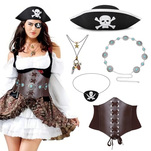 KieTeiiK 5pcs Halloween Piratenkostümzubehör Piraten Mittelalterlicher Korsett Augenflächen Taillengürtel Für Cosplay Dressing Piratenkostümzubehör KieTeiiK 5pcs Halloween Piratenkostümzubehör Piraten Mittelalterlicher Korsett Augenflächen Taillengürtel Für Cosplay Dressing Piratenkostümzubehör von KieTeiiK