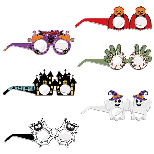 KieTeiiK 6pcs/Set Lustige Halloween Party Brille Papierbrille Hexe Fledermaus Kürbisrahmen Cosplay Dressing Papier KieTeiiK 6pcs/Set Lustige Halloween Party Brille Papierbrille Hexe Fledermaus Kürbisrahmen Cosplay Dressing Papier von KieTeiiK